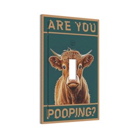 CZRPKEN Whimsical Highland Cow 1 Gang Light Switch Covers Decorative Single Toggle Wall Plate Funny Farm Animal Switchcover Electrical Switchplate Bathroom