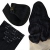 Easyouth Jet Black Clip in Hair Extensions Human Hair 22