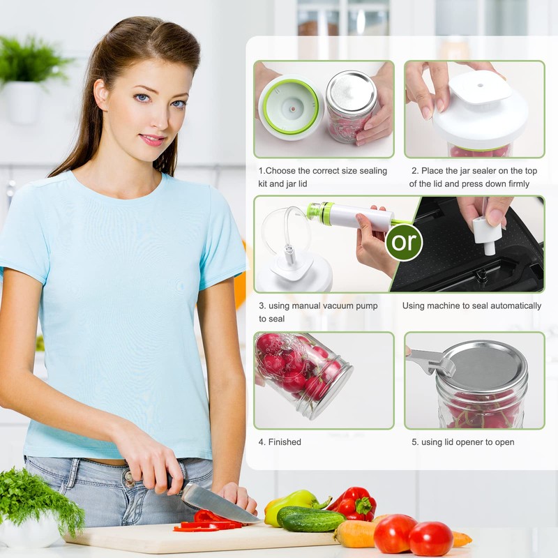 Mason Jar Vacuum Sealer Kit - Vacuum Sealer with Manual