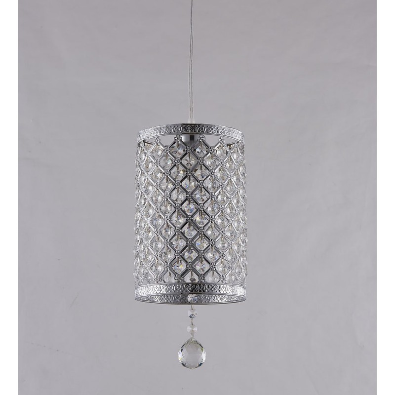 Surpars House Plug in Pendant Light Silver Crystal Chandelier with