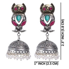 Efulgenz Indian Oxidized Jewelry for Navratri Multipack of Oxidized Indian Earrings for Women Peacock Style Jhumka Jhumki Earrings Set Antique Boho Indian Oxidized Jewelry Crystal Earrings Bohemian Statement Jewelry for Women