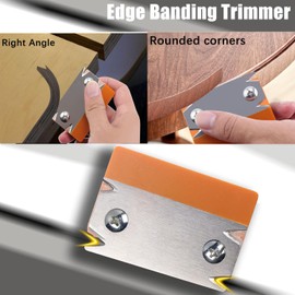 YUENTOEN Woodworking Edge Trimmer, Edge Banding Trimmer Tool with 1Pc Scraper Blade, Wood Edge Trimming Tool for Wood, PVC, ABS (Orange)
