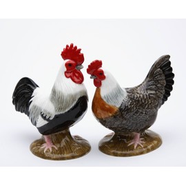 Cosmos Gifts 20883 Fine Porcelain Rooster & Hen Salt and Pepper Shakers, 3-7/8" H