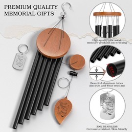 Sympathy Wind Chimes and Remembrance Keychain, Memorial Bereavement Condolence Gift Baskets in Memory of Loved One, Mother Father Grandma Grandpa Daughter Son Brother Sister Wife Husband Friend