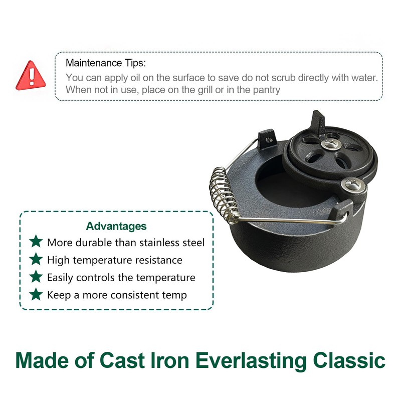 Quantfire Cast Iron Cap for Big Green Egg Dual Function