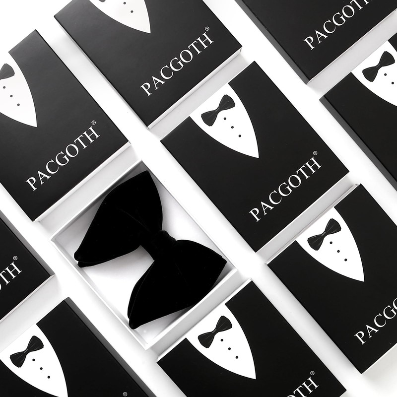 PACGOTH Bow Ties for Men, Men’s Pre-Tied Bow Ties, Velvet