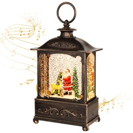 Christmas Lantern, Lit Christmas Snow Globe Lantern-with USB+ Music Christmas Water Lantern Snow Globe Portable Creative Cute Christmas Decorations and Charming Gifts (Forest House)