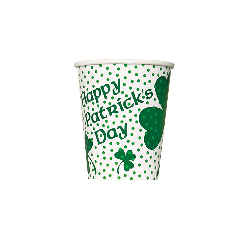 9oz Lucky Shamrock St. Patrick’s Day Paper Cups, Pack of