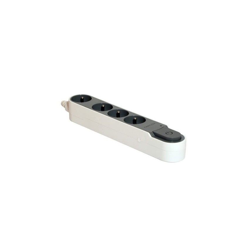 Chacon 49450 4–Way Power Outlet Strip with Surge Protection and