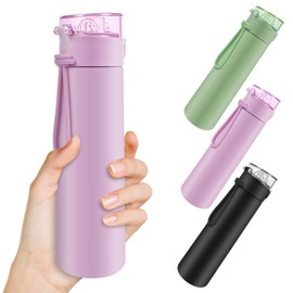 AMFUN 250 ml Stainless Steel Water Bottle, 304 Stainless Steel Water Bottle with Handle, Mini Double-Walled Thermos Flask, Portable Insulated Bottle for Sports, School, Outdoor (Pink)