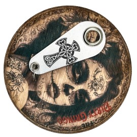 The Dirty Gringo Motorcycle Gremlin Bell Hanger Retro Engraved Irish Cross Silver Harley Chopper