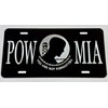 Silver Engraved POW MIA Car Tag Diamond Etched Vanity Front
