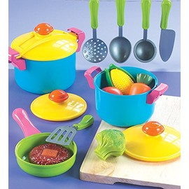 Small World Toys Kids Kitchen Playset, Pretend Play Cooking Toys with Play Pots, Pans, Utensils Cookware Toys, Toddler Kitchen Set for 3+, 11 Pcs Play Kitchen Set Learning Gift for Girls Boys