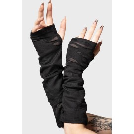 Killstar Isqesis Gloves Gothic Grunge Distressed Punk Thumbholes KSRA007488