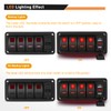 GOOACC 4 Gang Rocker Switch Panel Red Backlit with 4.8