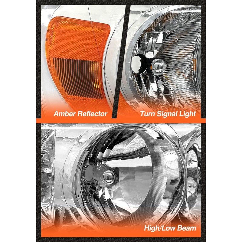 AXLAHA for 2006-2009 Dodge Ram Headlights Assembly Chrome