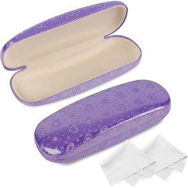 Joyberg Glasses Case, 2 Pack Eyeglass Case with Cleaning Cloth, Glasses Case