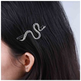 Inilbran Vintage Snake Hair Clip Barrette Silver Snake Hair Clip French Snake Hair Pin Barrette Decorative Headpiece Bobby Pins Hair Accessories for Women and Girls Headpiece