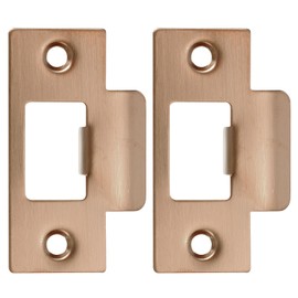 PATIKIL 2-3/4" Door Lock Strike Plate,2 Pcs Stainless T Strike Deadbolt Strike Plate,Door Backplate for Interior Exterior Door Use(Large Hole), Rose Gold