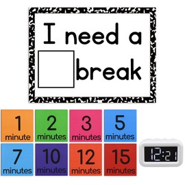 Avenuebool Calm Down Corner Supplies Classroom and Special Education Break Visual Support Including Magnetic Break Card and Timer Visual Timer for Classroom Education Calming Corner Kit