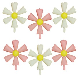 Chictry 6 Pcs Daisy Balloons Flower Theme Party Supplies Birthday Wedding Baby Shower Kids Girls Party Decoration (White and Pink)