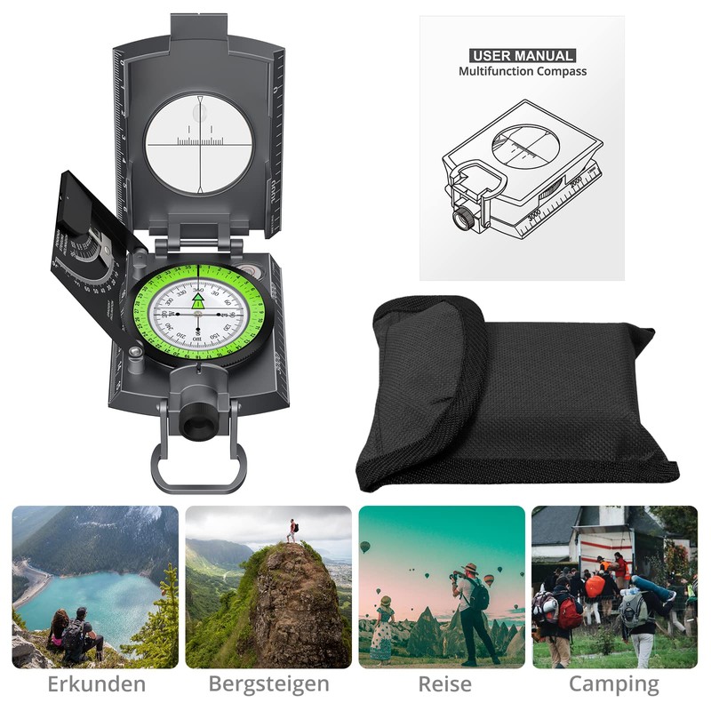 Anbte Compass Military Marching Compass with Clinometer IP65 Waterproof Professional
