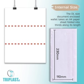 Triplast 200 x DL Plain Document Enclosed Wallet (230 x 110 mm) | Peel & Seal Clear Plastic Envelopes/Sleeves/Pockets/Wallets | Attach Invoices, Packing Lists & Delivery Notes to Parcels
