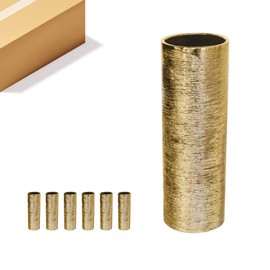WGV Ceramic Cylinder Vase Bulk Width 5" Height 12" Elegant Unique Modern Matte Floral Container Planter Pot Centerpiece for Event Party Wedding Office Home Decor, Gold Textured 6 Pieces