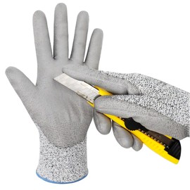 EXBRIECO, Protective Gloves, Cut Resistant Gloves, Level 4, Good Grip, Acrylic Fibre, Latex Coating on Palm, Work Gloves, Industrial Grade, Size 8 (M)