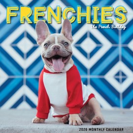 Frenchies Calendar 2026 | French Bulldogs 12” x 24” Interactive Wall Calendar 12 Month | Marble City Press | Dogs Bulldog Frenchie Fun Facts | 2026-2027 Calendar