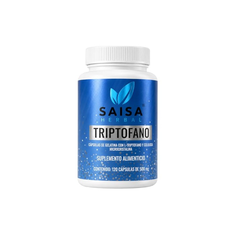 Triptófano 120 Cápsulas Saisa Herbal Sueño Ánimo Estrés Suplemento Natural