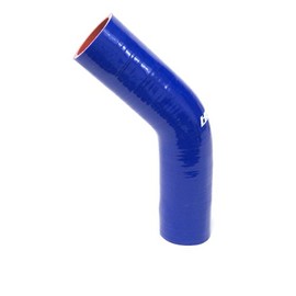 HPS HTSEC45-100-BLUE Silicone High Temperature 4-ply Reinforced 45 degree Elbow Coupler Hose, 100 PSI Maximum Pressure, 4" Leg Length on each side, 1" ID, Blue