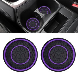 2PCS Car Cup Holder Coasters, 2.75 Inch Auto Non-Slip Anti Dust Cup Mats, Console Cup Holder Insert Coaster Auto Insulated Mats, Universal Interior Accessories for Most Cars (Purple)