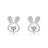 SLUYNZ 925 Sterling Silver CZ Rabbit Stud Earrings for Women