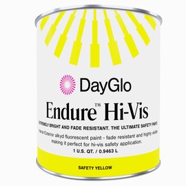 DayGlo Endure EFL Hi-Vis Series Fluorescent Alkyd Brushing Paint - extremely bright, high endurance, for safety applications, crafts (Quart, Safety Yellow, 215-34)