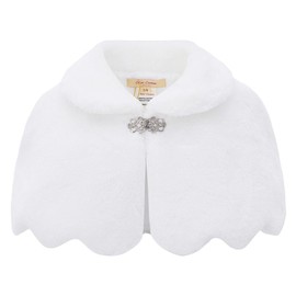 Mini Mart Online Limited Girls Cape Bridesmaid Wrap Shrug Tippet Childrens White - 4-5 Years