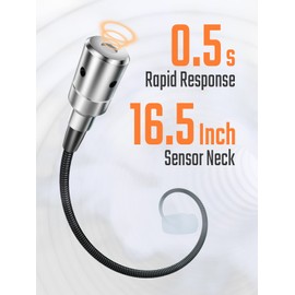 PT520A Natural Gas Detector, Gas Leak Detector with 17-Inch Gooseneck, Locating The Source Like Propane, Methane, and Butane for Home and RV (Includes Battery x3) - Orange | TOPTES