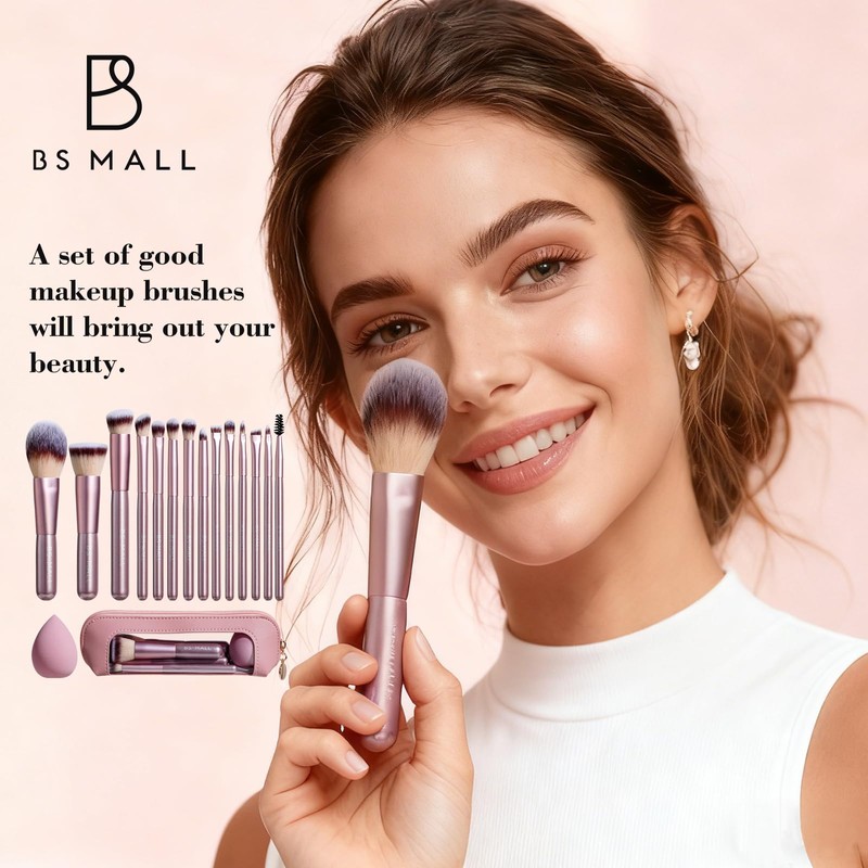 BS-MALL 14 Pcs Makeup Brushes Set with 1 Pcs Makeup
