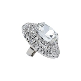 fxmimior Boho Simple Dainty Women Statement Ring Round Crystal Rhinestones Adjustable Large Ring Stretch Open Fashion Ring Shinning Silver Ring for Women, Metal, rhinestones