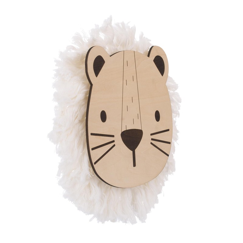 NoJo Little Love Natural Wood Lion Wall Décor with Ivory