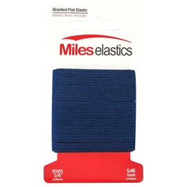 Miles Elastic Braided Flat Elastic 1/4" (6,35 mm) by 5,46 Yards(5 Meter) -Navy | Strong Elastic/Machine Washable and Dryable | Oeko-TEX certificated