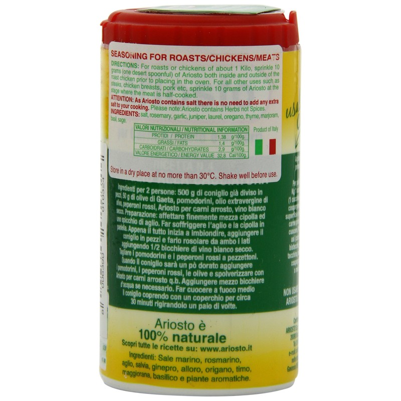 Ariosto Meat Seasoning, Roasted and Grilled, 2.8 Ounce, 1 Pack