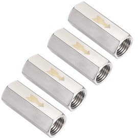 One Way Air Check Valve 1/8'' Femal Threaded Full Ports Brass Nickel Plating Non Return Check Valve, 4Pcs