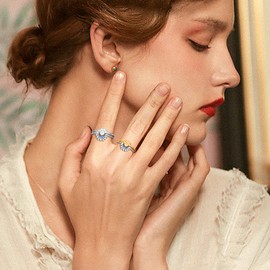 Hernin Sun Rings Moon Rings Jewellery Dupes Rings for Couples Sun Gold Rings and Moon Silver Rings Gold Women's Rings Sun Moon Ring Adjustable Open Promise Matching Rings Women, Zinc