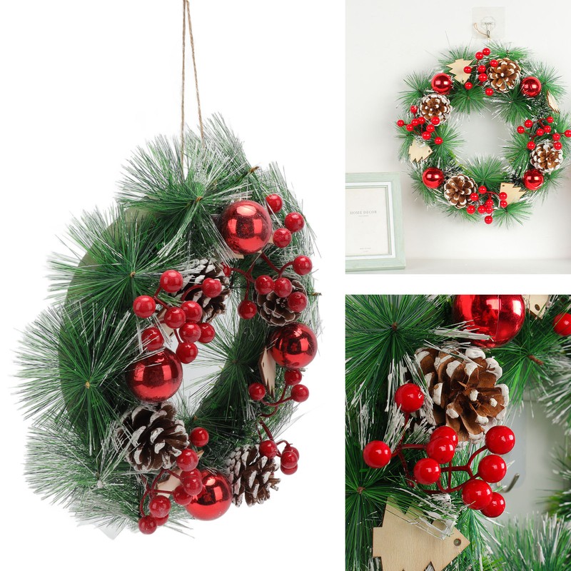 Christmas Wreath Hand Made Simulation Pine Cone Wreath Christmas Gift