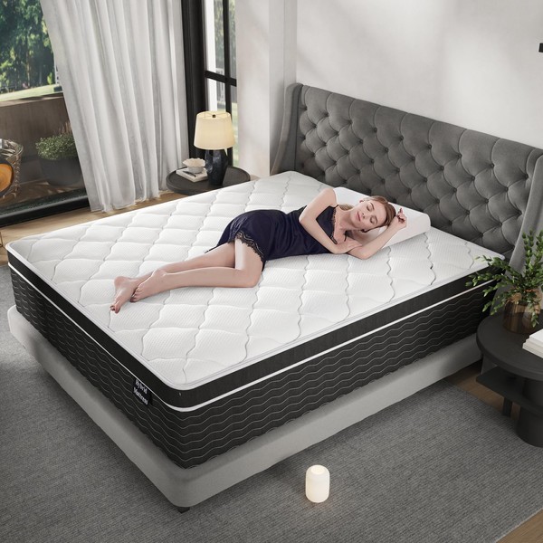 Ruoysun Full Size Mattress 10 Inch Plush Feel, Hybrid Mattress