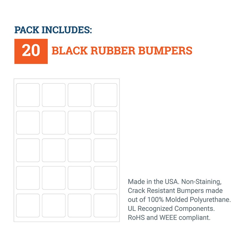 Rubber Bumpers Self Adhesive Large - 20 Pack - Non