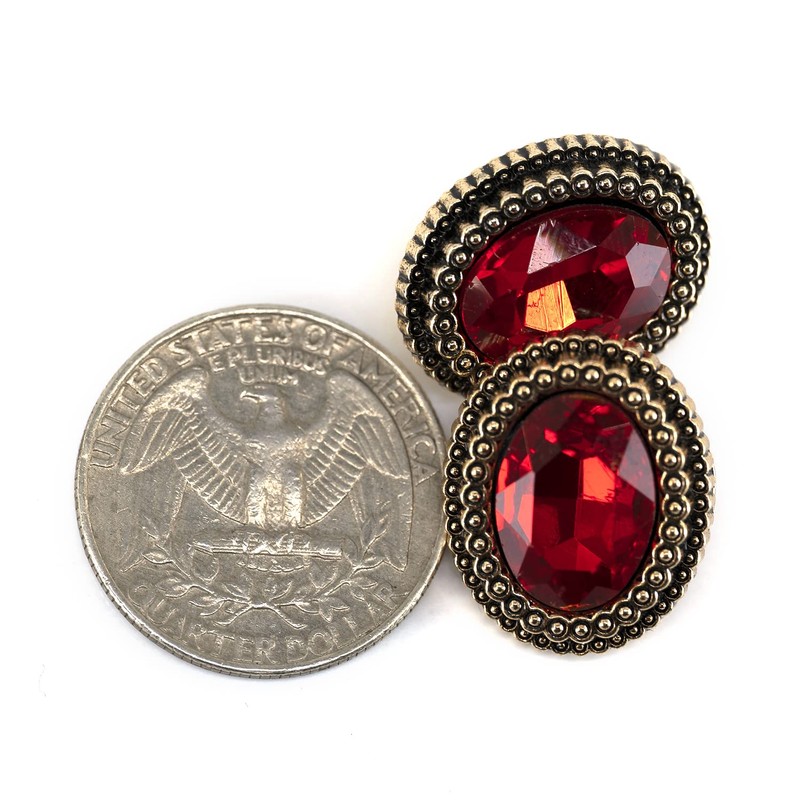 Craftisum 20 pcs Red Oval Rhinestone Metal Shank Sewing Coat