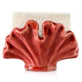 Uiddo Ceramic Sponge Holder,Sponge Holder for Kitchen Sink,Compact Sink Caddy Organizer, Dish Sponge Holders,Farmhouse Kitchens Decor Cute Gadgets Accessories,Christmas Kitchen Decor(Red)