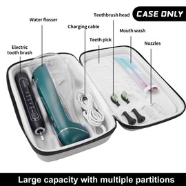 SMYV Water Flosser Travel Case, Portable Dental Oral Irrigator Travel Organizer with Handle, Hard Eva Storage Bag for Flosser, Electric Toothbrush, Toothpaset and Irrigator Accessories (Light Grey)